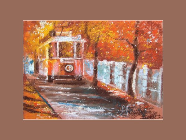 Городской пейзаж пастелью