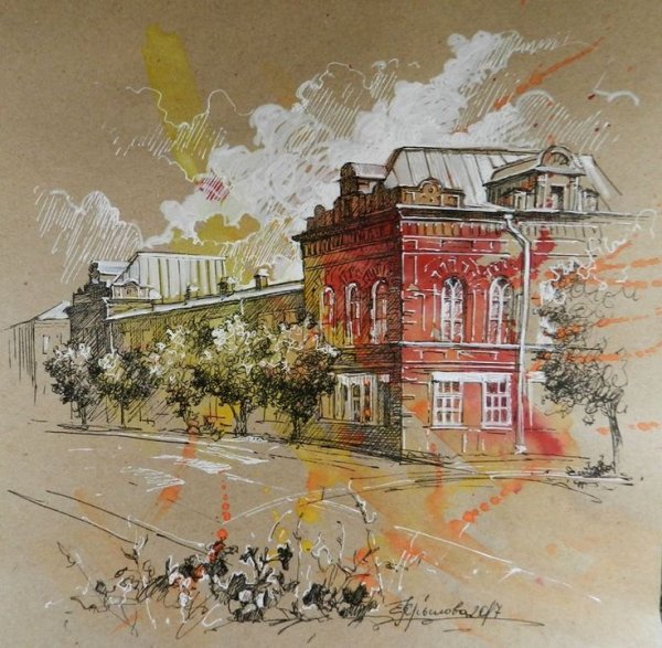 Рисунки пастелью город