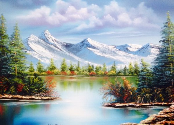 Живопись. Bob Ross, "Горная река"