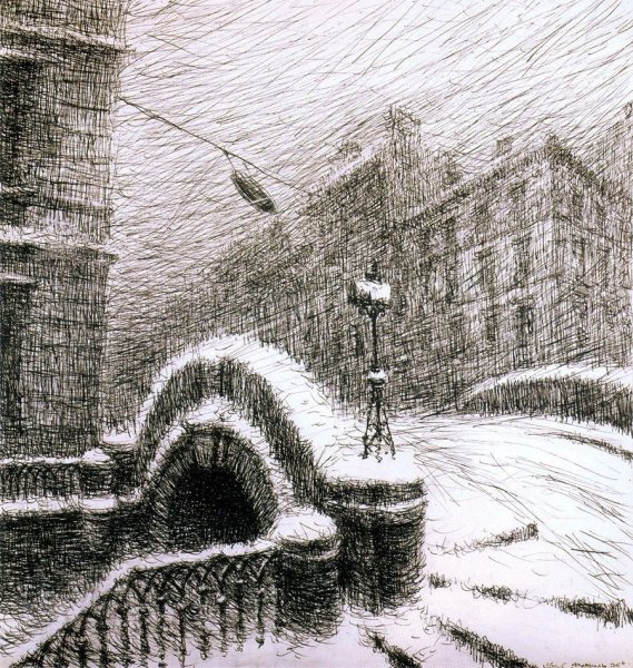 Графическая композиция городской пейзаж