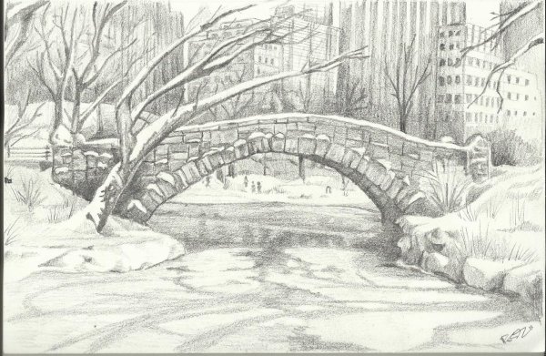 Пейзажи машин карандашом