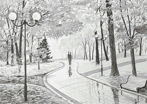 Зимний пейзаж набросок