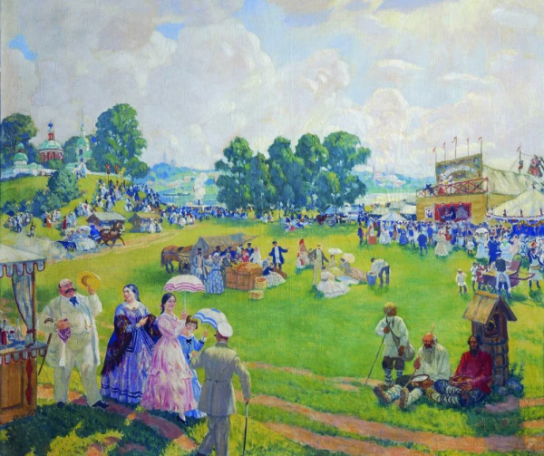 Кустодиев Борис Михайлович. Костер. Ночное