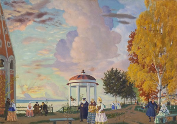 Борис Кустодиев «гулянье на Волге» 1910