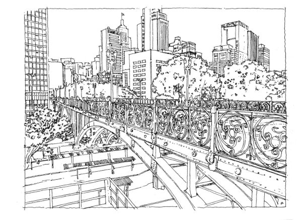 Декоративный пейзаж для раскрашивания