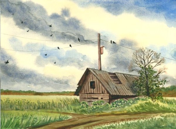 Сельский пейзаж в перспективе