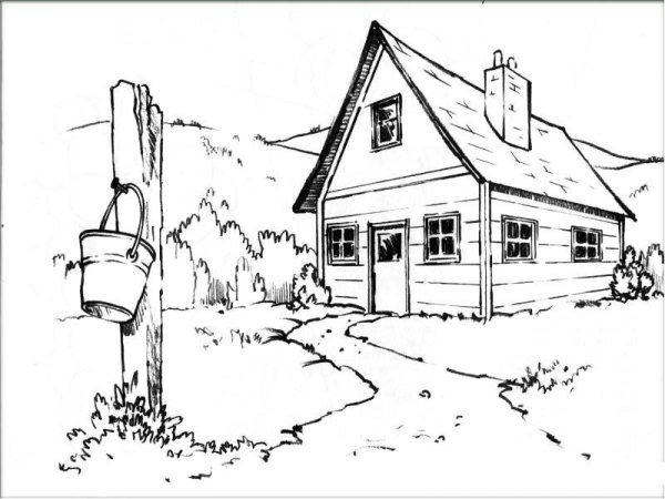 Рисование сельский пейзаж