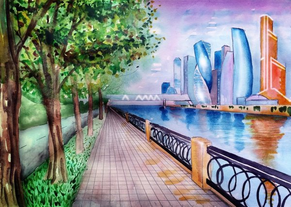 Городской пейзаж рисунок