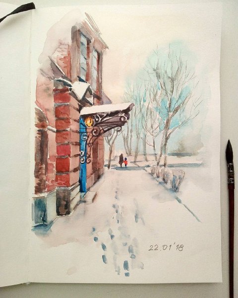 Улочки Таганрога акварель