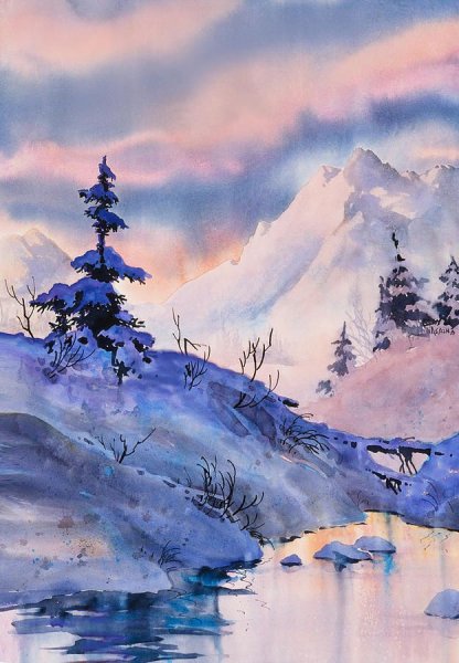 Пейзаж акварелью