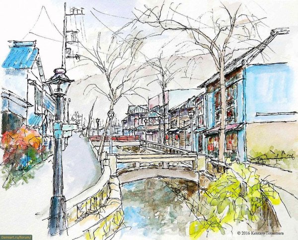 Городской пейзаж в графике