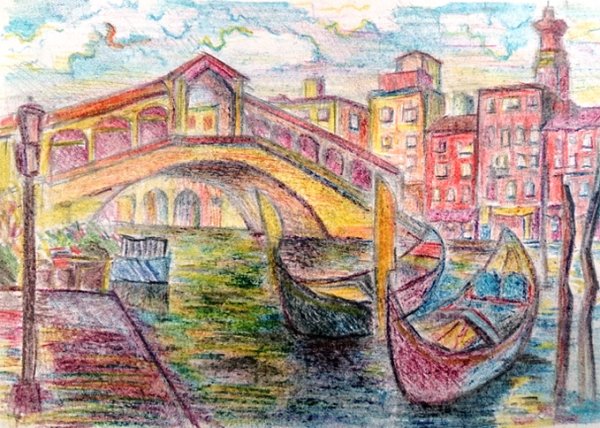 Город цветными карандашами