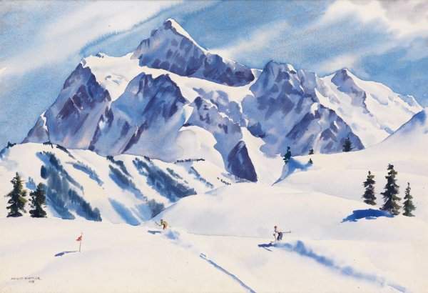 Горы горного хребта акварель