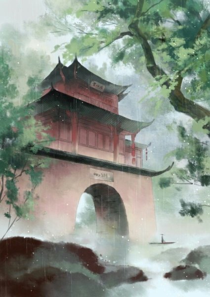 Китайская живопись акварелью храмы