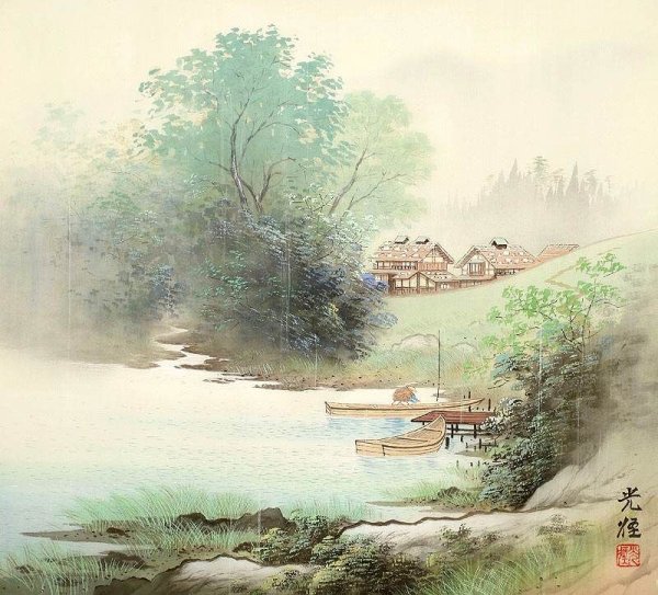 Японская живопись в стиле Сансуй