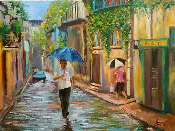 Городской пейзаж с людьми