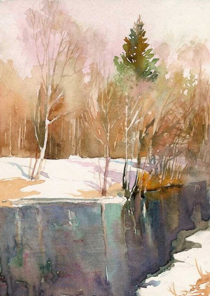 Пейзаж акварелью