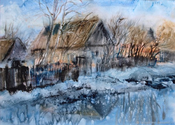 Весенний пейзаж акварелью