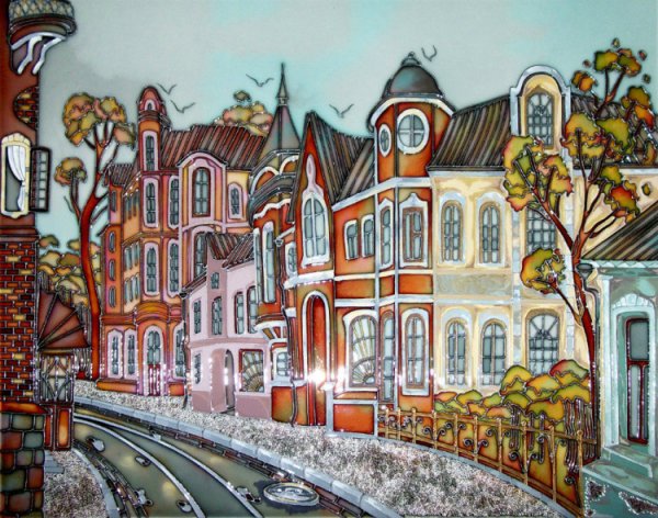 Витраж городской пейзаж