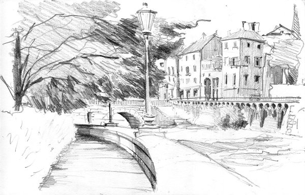 Пейзаж в линейном перспективе город 6 класс