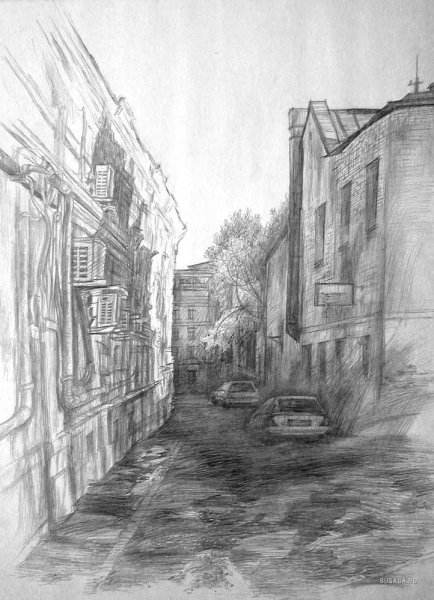 Рисунок городской пейзаж карандашом для детей легкие