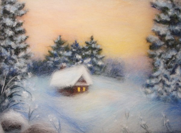 Зимний пейзаж пастелью