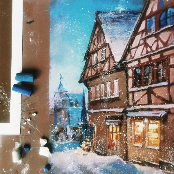 Снегирь гуашью