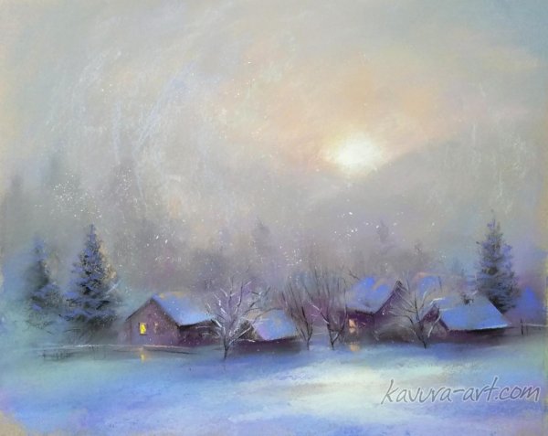 Шерстяная живопись Северное сияние