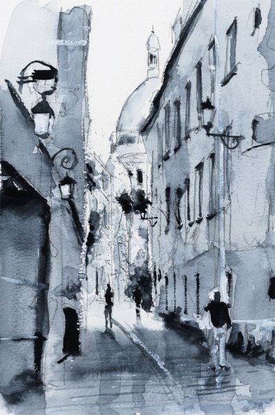 Пейзаж в коричневых тонах живопись