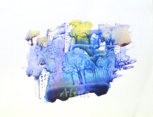 Осенний пейзаж акварелью для детей