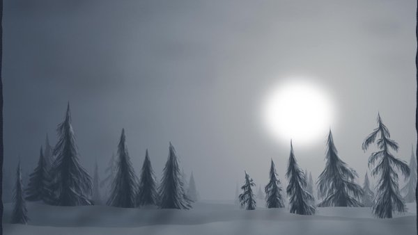 Зимние Рисованные обои ель