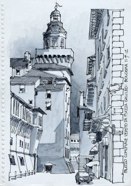 Архитектурный пейзаж тушью