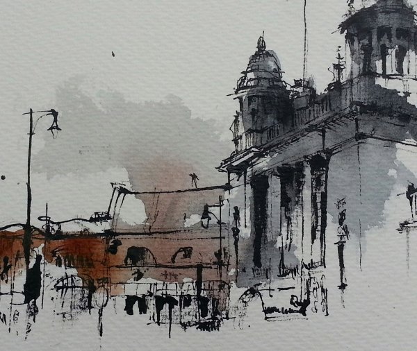 Графика тушью архитектура