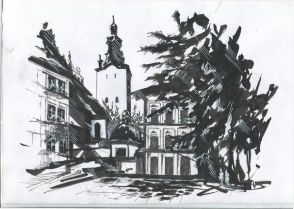 Городской пейзаж Графика контрастность