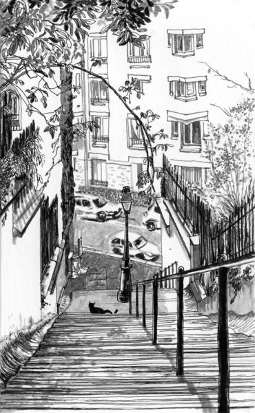 Городской пейзаж углем