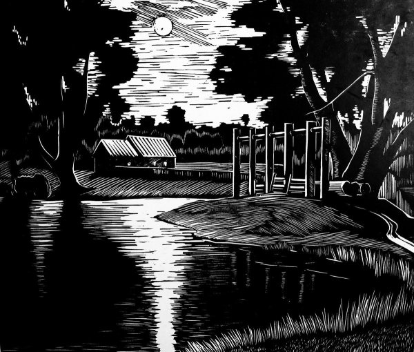 Графика пейзажи черно-белые