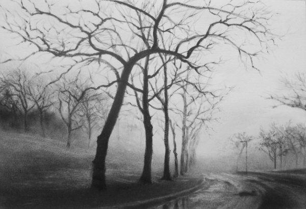 Сухая кисть пейзаж