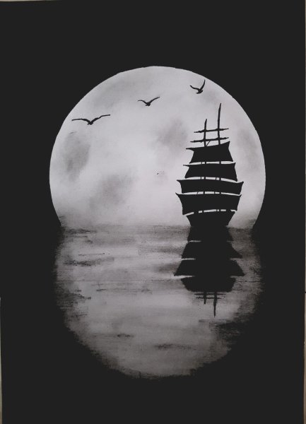 Пейзаж на черной бумаге