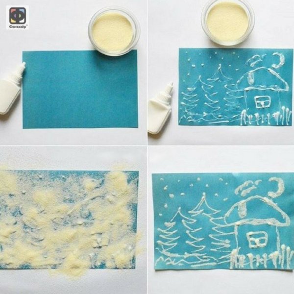 Узоры солью на бумаге