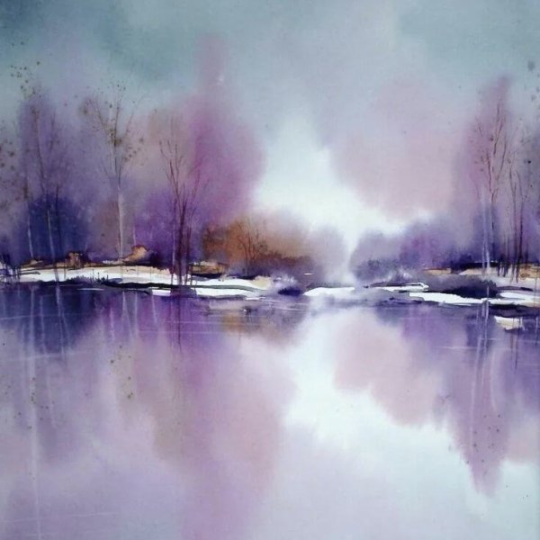 Пейзаж акварелью