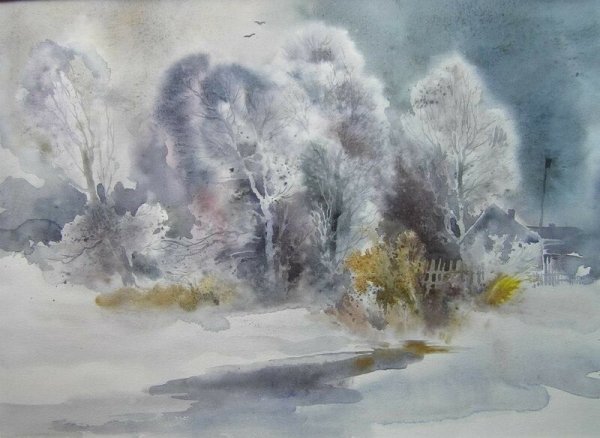 Пейзаж в акварельной технике