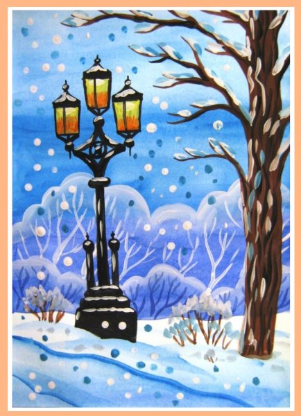 Зимний парк рисунок