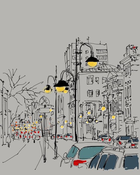 Графический городской пейзаж