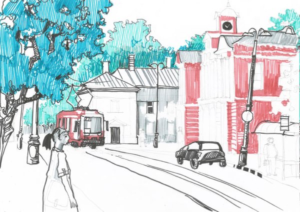 Городской пейзаж рисунок