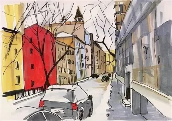 Рисование городского пейзажа