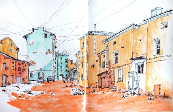 Город акварелью