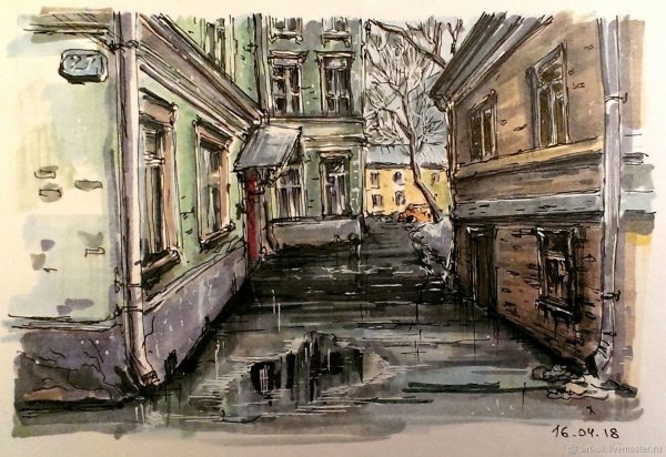 Городской пейзаж в графике