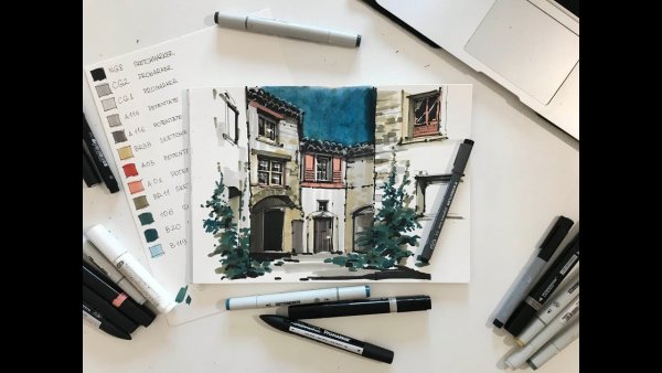 Пейзажи для рисования маркерами