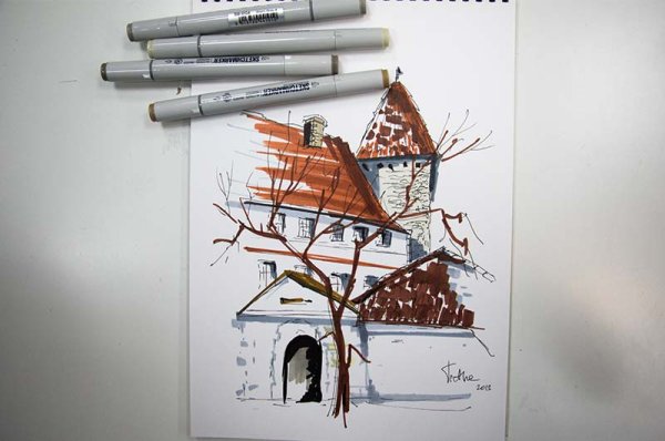 Горы скетч маркерами