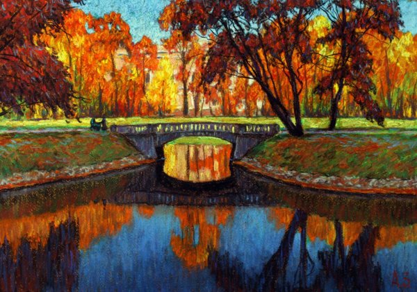 Картины художников Питер осень Михайловский сад